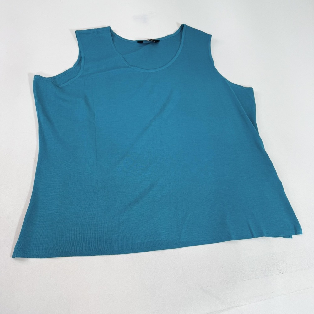 Ming Wang Tank Top Womens 3X Blue Knit Sleeveless Scoop Neck Plus Shell